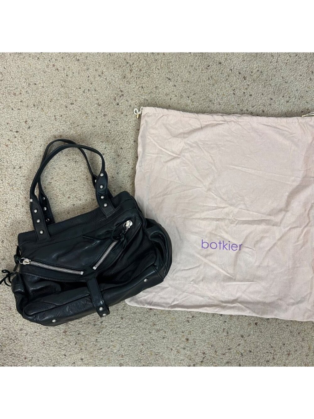 Botkier NY Black Leather Trigger Bag Studded Shoulder Hobo Satchel Purse Y2K
